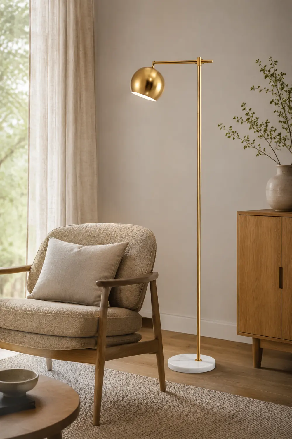 Modern Dome Metal Gold Floor Lamp - Lumpaz