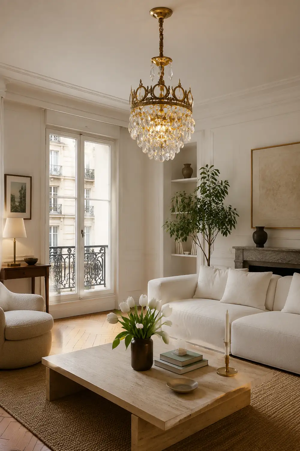 Retro French Gold Crystal Chandelier - Lumpaz