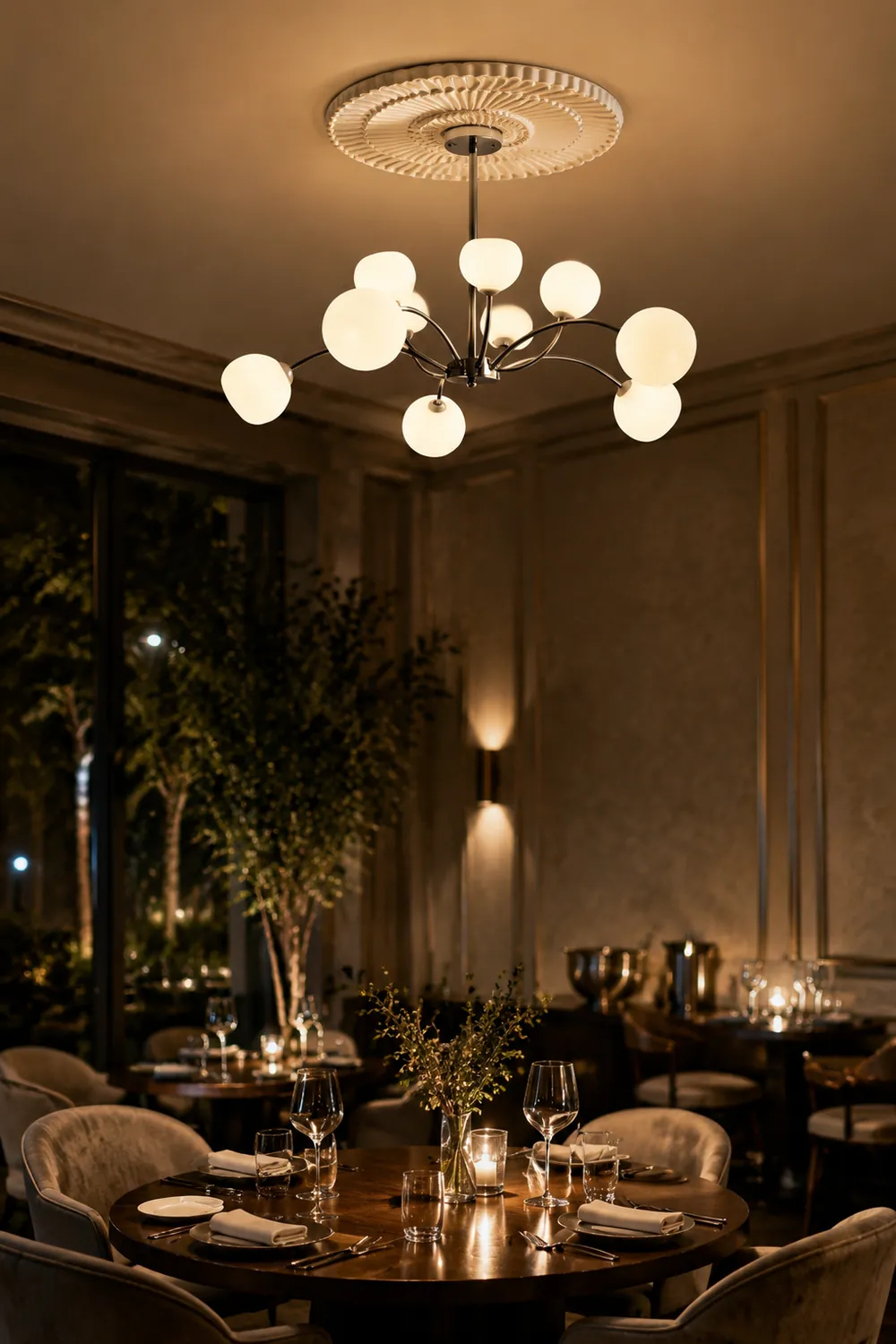 White Glass Globe Sputnik Shape Chandelier - Lumpaz