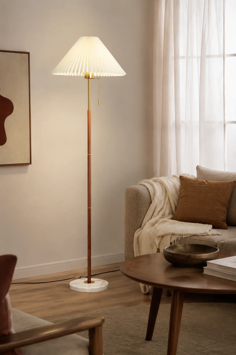 Vintage Pleated Metal Standing Lamp - Lumpaz