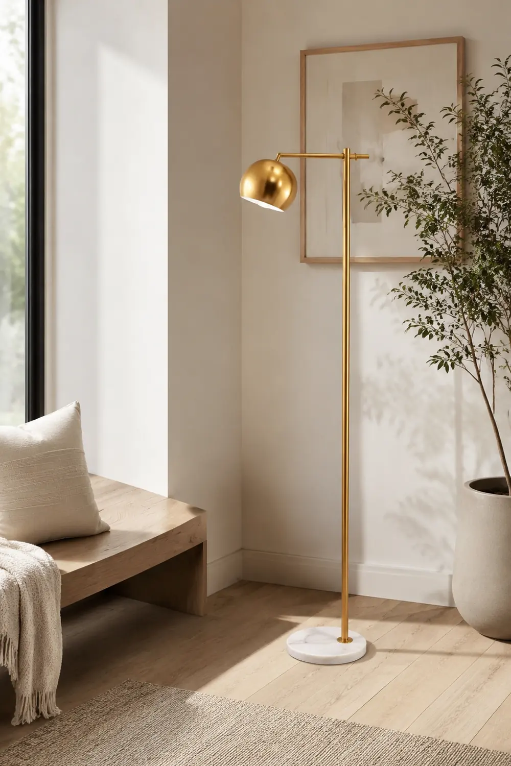 Modern Dome Metal Gold Floor Lamp - Lumpaz
