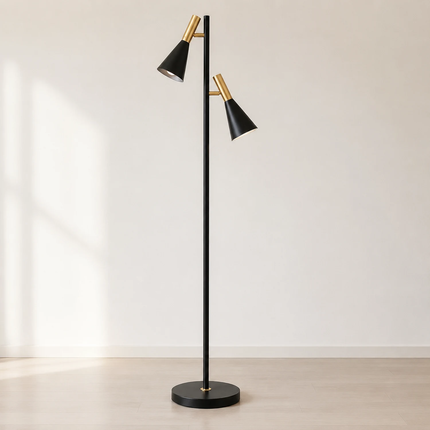Creative Adjustable Two Heads Black Floor Lamp - Lumpaz