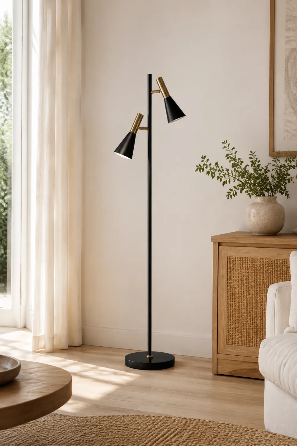 Creative Adjustable Two Heads Black Floor Lamp - Lumpaz