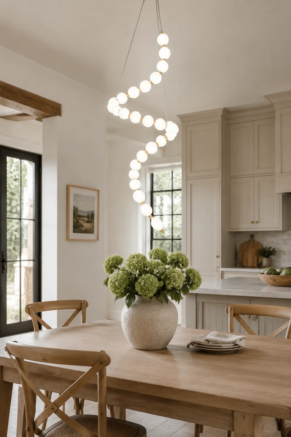 White LED Pearl Necklace Chandelier For Stair - Lumpaz