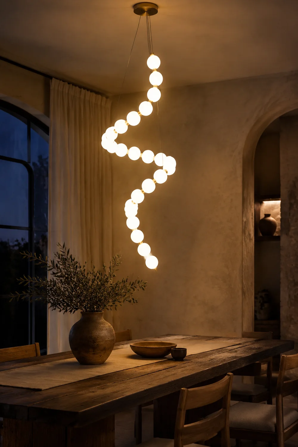White LED Pearl Necklace Chandelier For Stair - Lumpaz