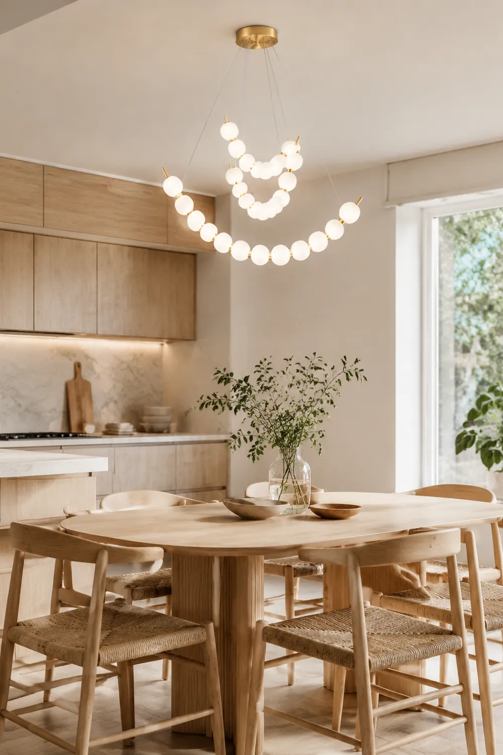 Unique Pearl Design White Ball LED Necklace Chandelier - Lumpaz