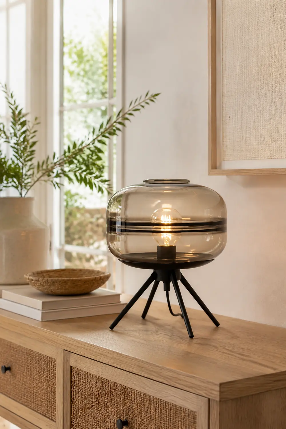 Modern Designer Glass Shade Table Lamp - Lumpaz