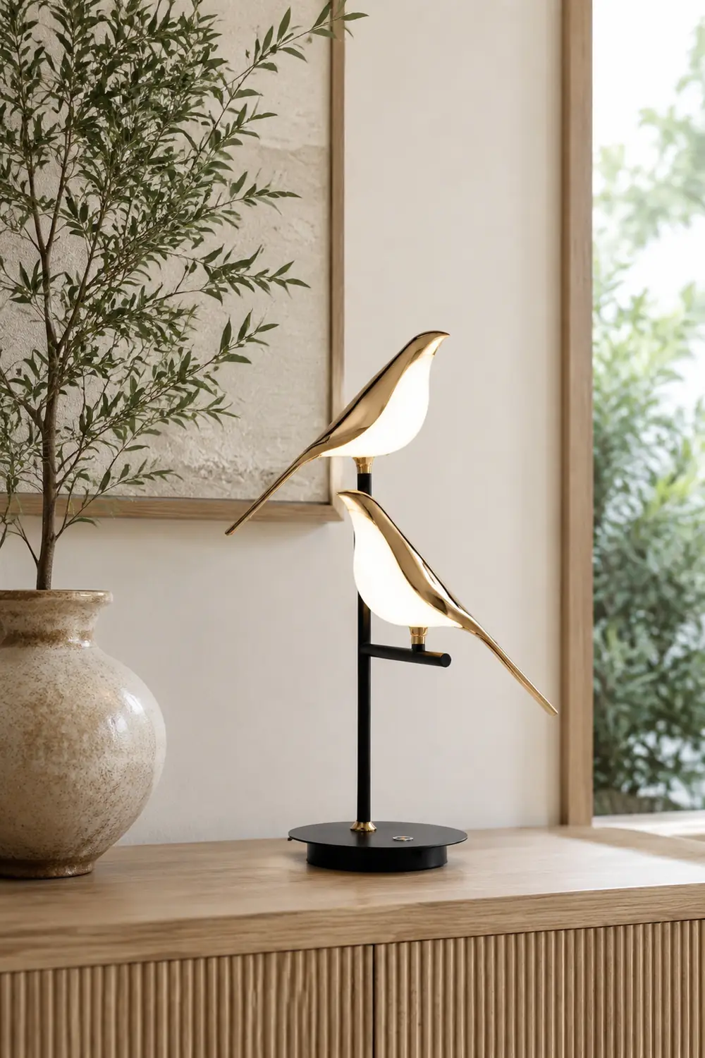 Golden Bird Table Lamp for Bedroom - Lumpaz