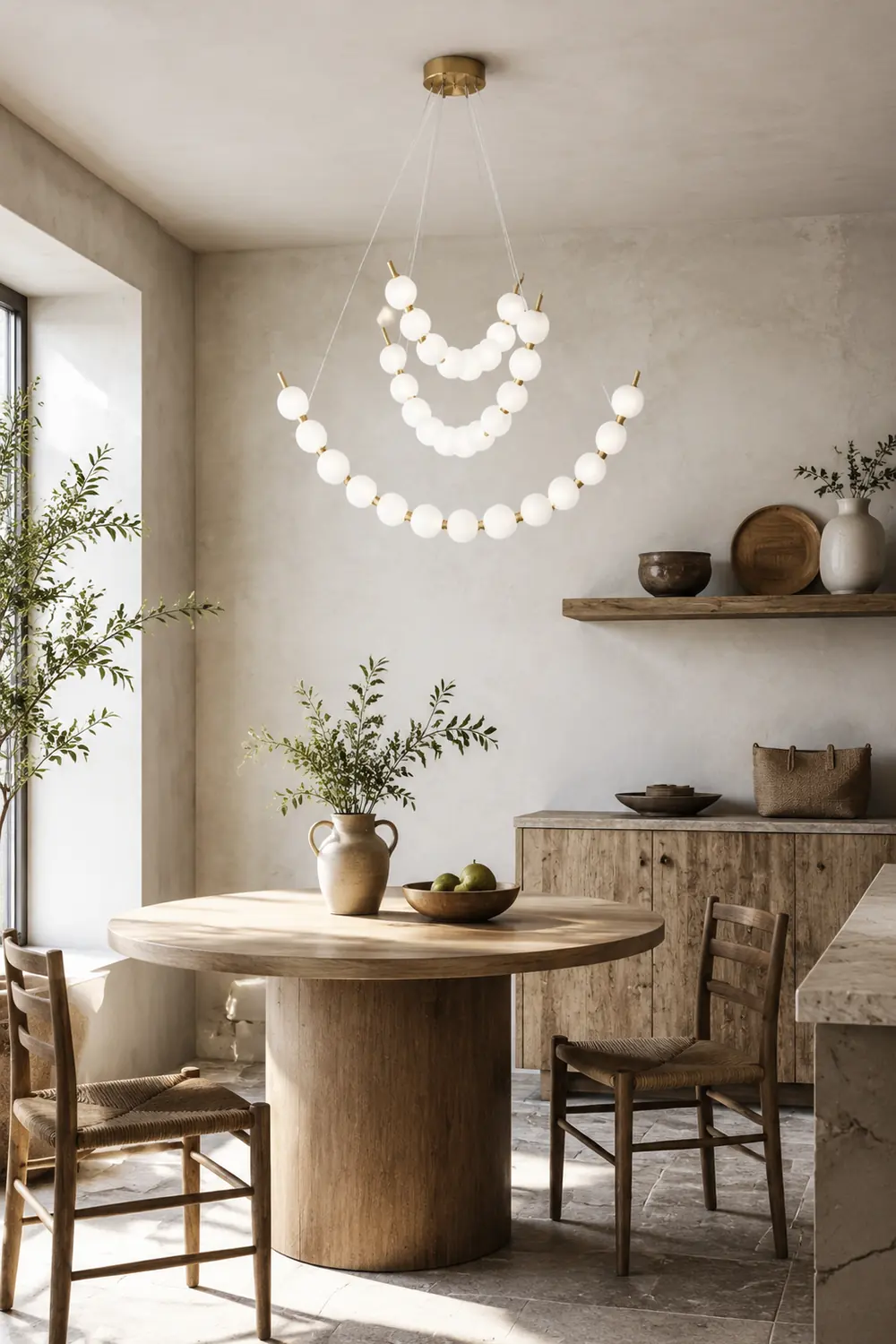 Unique Pearl Design White Ball LED Necklace Chandelier - Lumpaz