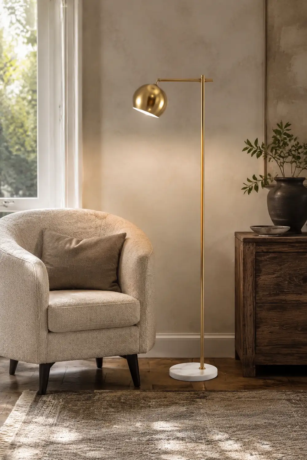 Modern Dome Metal Gold Floor Lamp - Lumpaz