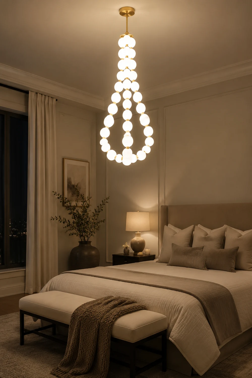 Art Deco White Bubble LED Chandelier For Staircase - Lumpaz