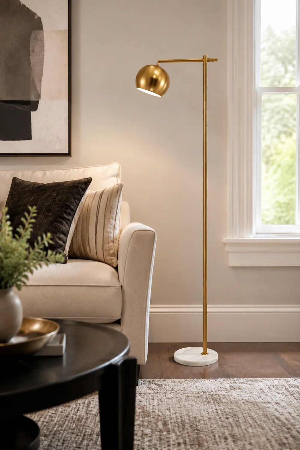 Modern Dome Metal Gold Floor Lamp - Lumpaz