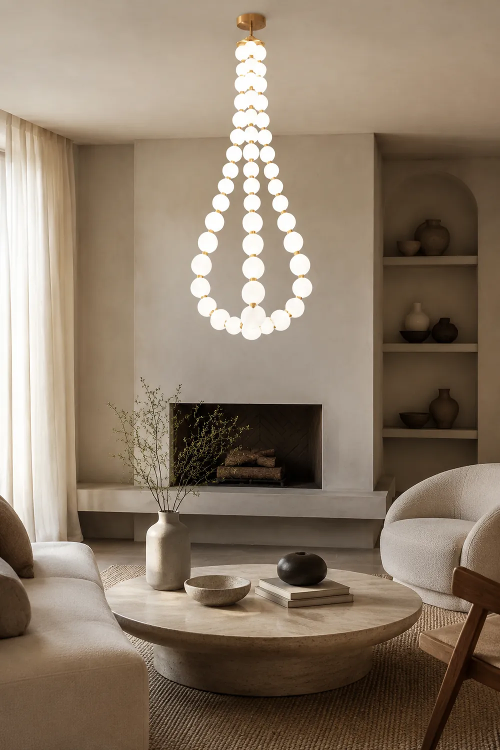 Art Deco White Bubble LED Chandelier For Staircase - Lumpaz
