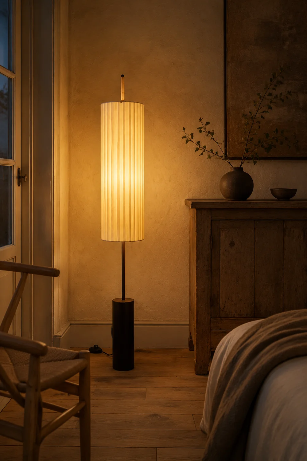 Japanese Style Fabric Wabi Sabi Dorica Floor Lamp - Lumpaz