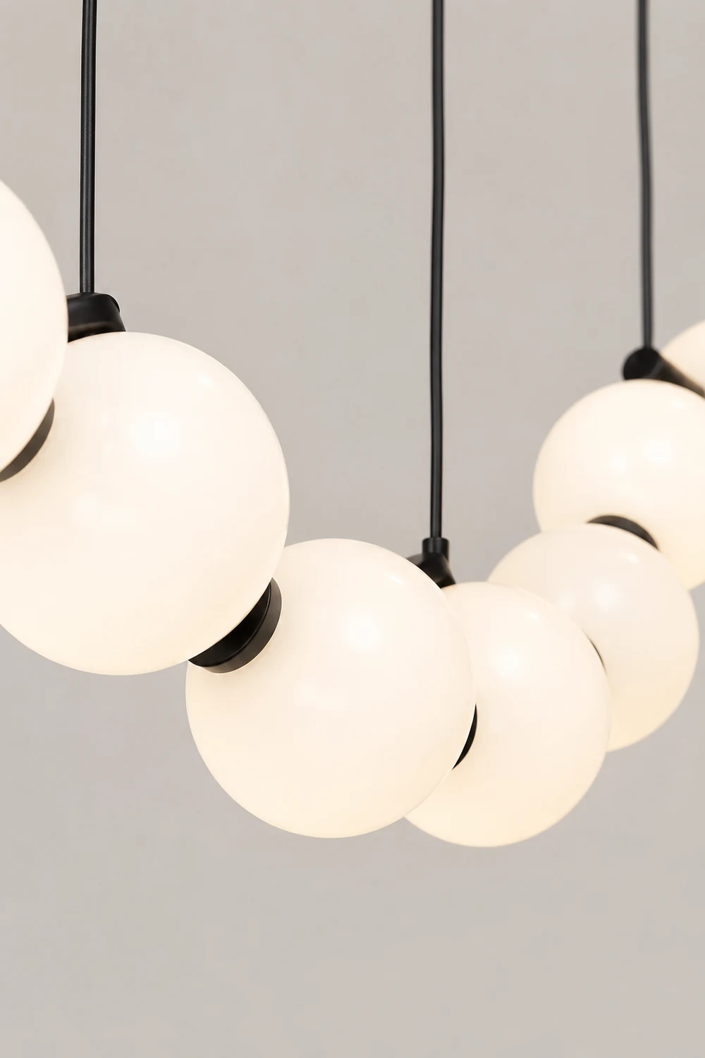 White Ball Bubble Brushed Copper Large Chandelier - Lumpaz