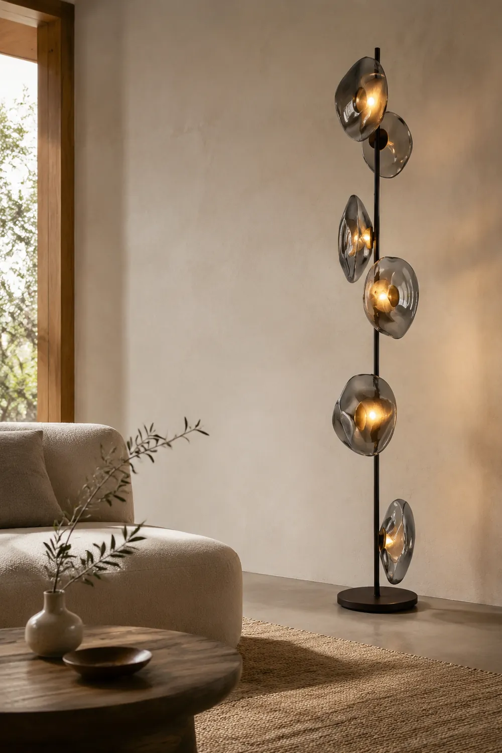 Byers Stehleuchte, 3/6 -flammig, Metall und Glas - Lumpaz