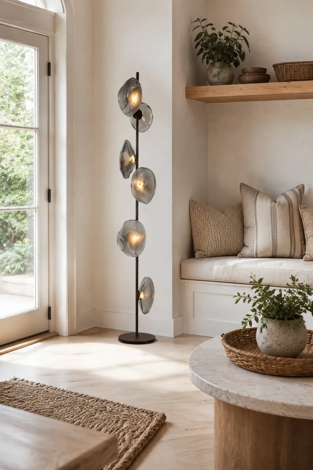 Byers Stehleuchte, 3/6 -flammig, Metall und Glas - Lumpaz