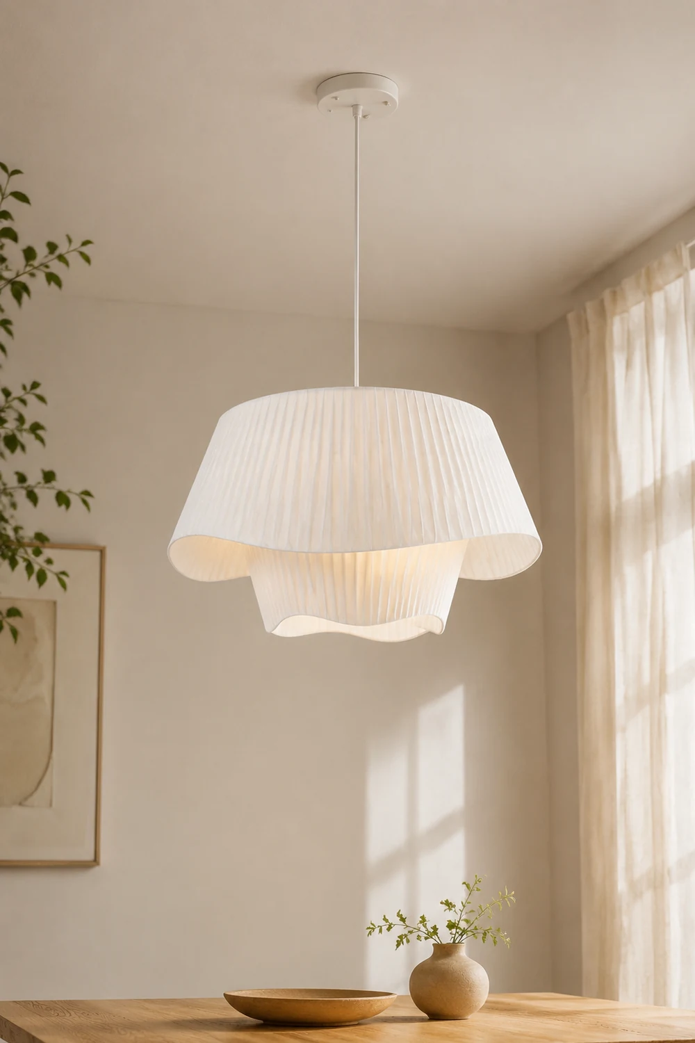 Renée Pendelleuchte 3 Farbtemperatur änderbar, Stoff, ∅50/60cm - Lumpaz