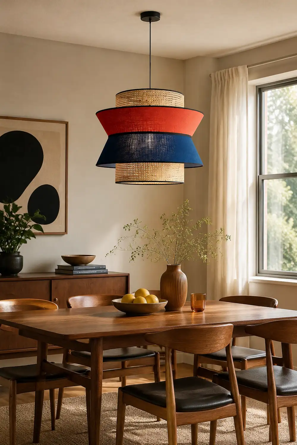 Ritta Pendelleuchte, Orange & Dunkelblau, ∅35/45cm - Lumpaz