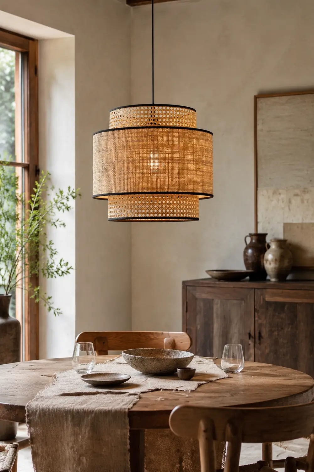 Ritta Pendelleuchte dreilagig, Rattan, ∅30/40/60cm - Lumpaz