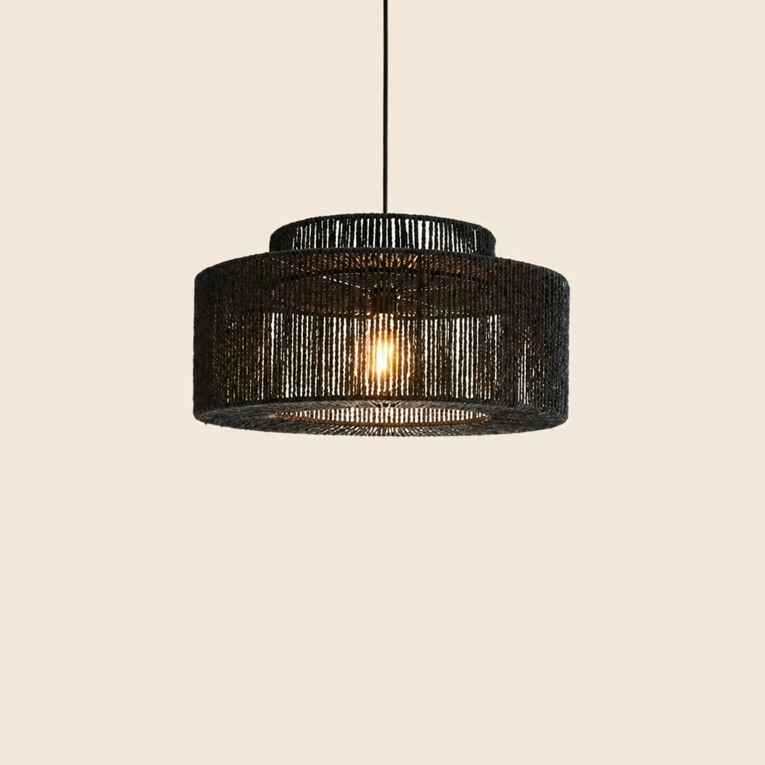 Muto Schwarz Pendelleuchte, Rattan, 2 Stil - Lumpaz