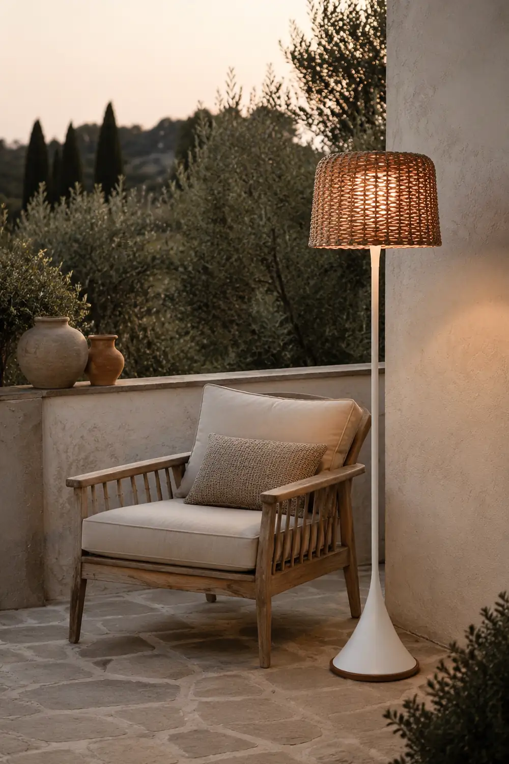 Ritta Wasserdichte Stehlampe für draußen 2 Farben, Rattan - Lumpaz