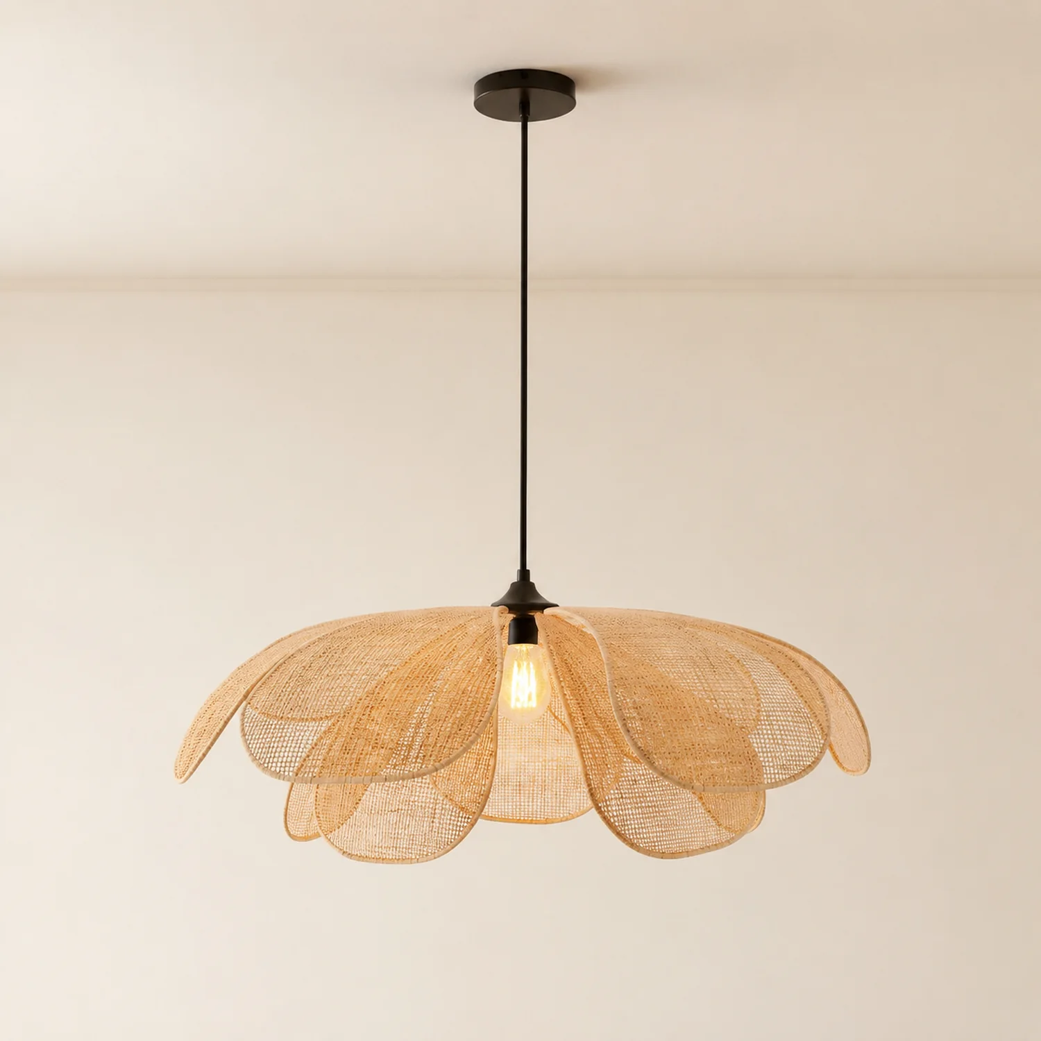 Ritta Pendelleuchte, Rattan & Weidengeflecht, ∅60/80cm - Lumpaz