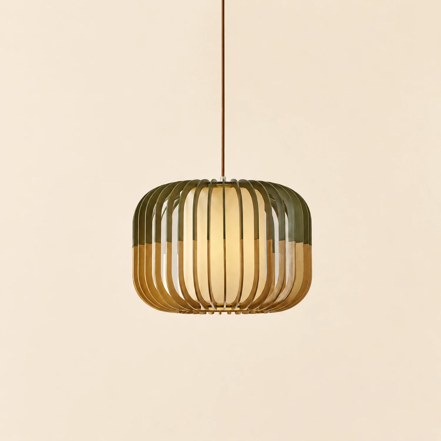Ozawa Pendelleuchte 3 Farbtemperaturen schaltbar, Holz & Stoff, ∅20/30/40cm - Lumpaz