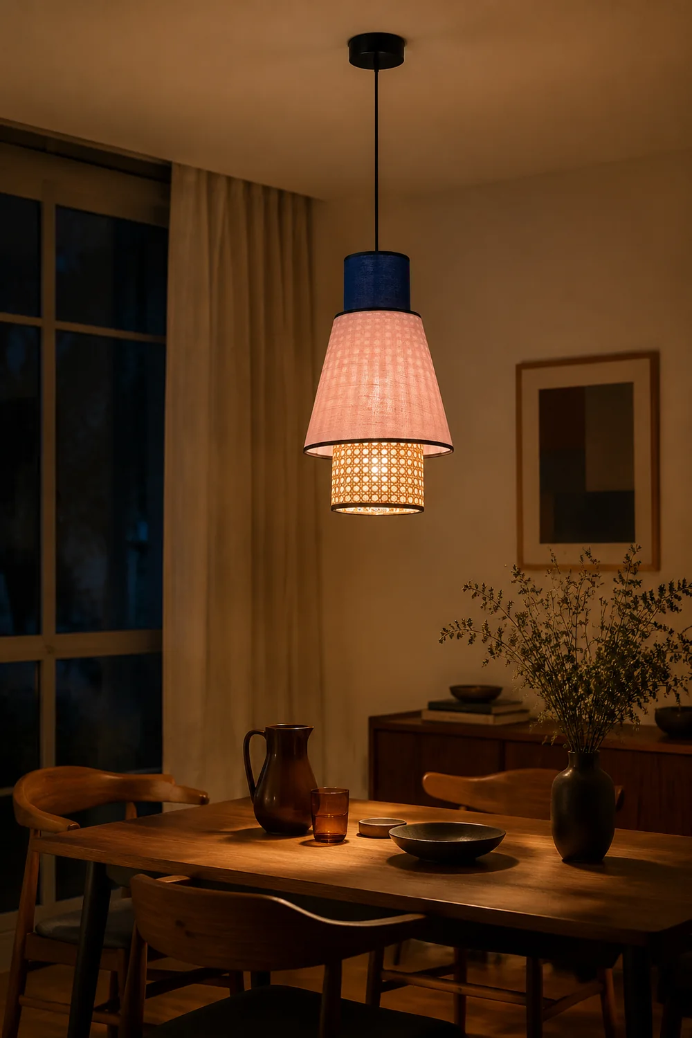 Ritta Pendelleuchte, Rosa & Königsblau, ∅25/30CM - Lumpaz