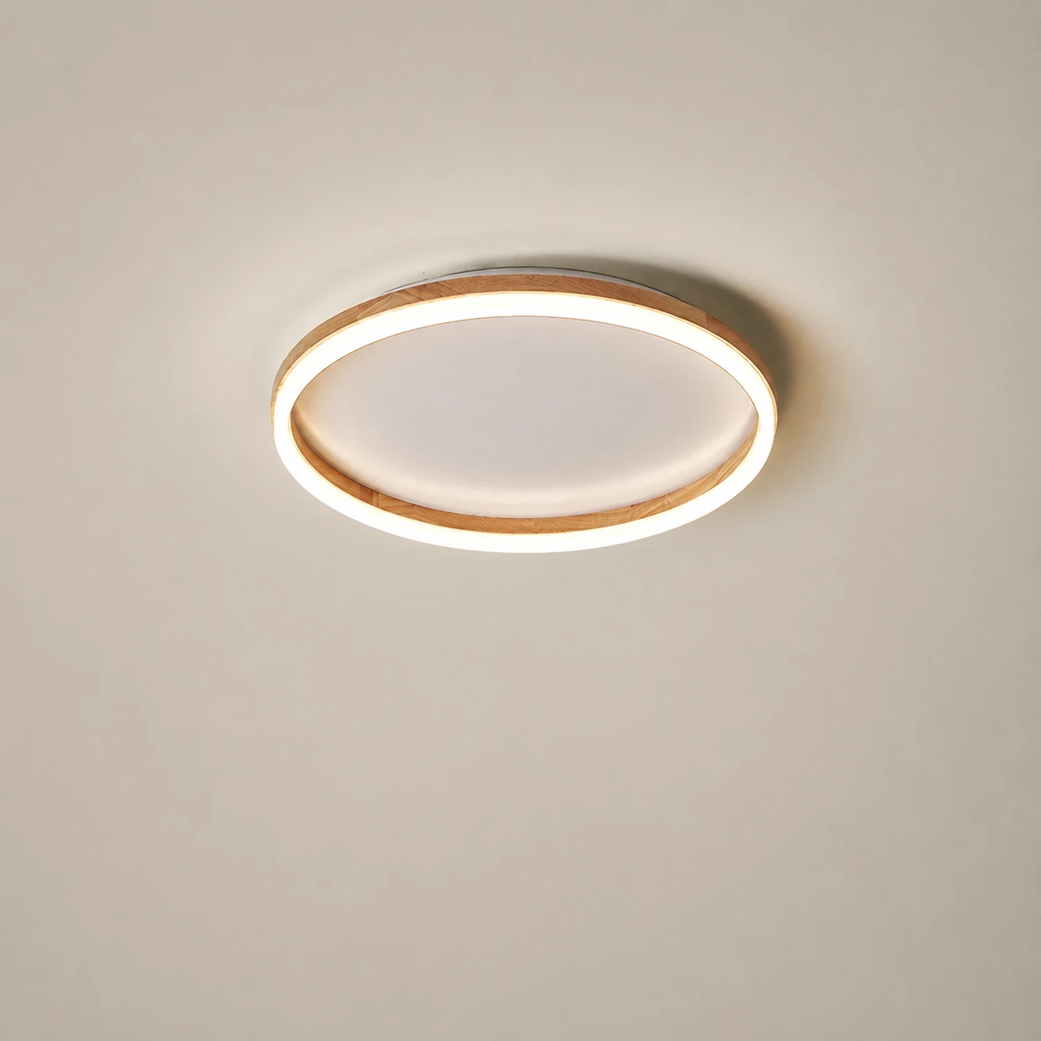 Ozawa Deckenleuchte Äußerer Halo dimmbar, Hölzern & Acryl ∅40/50cm - Lumpaz
