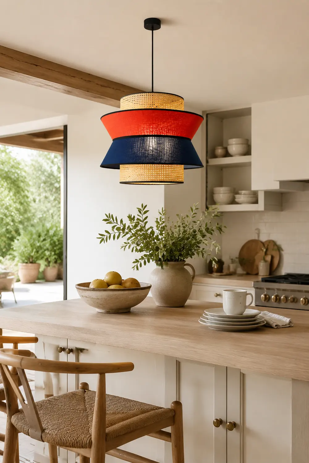 Ritta Pendelleuchte, Orange & Dunkelblau, ∅35/45cm - Lumpaz