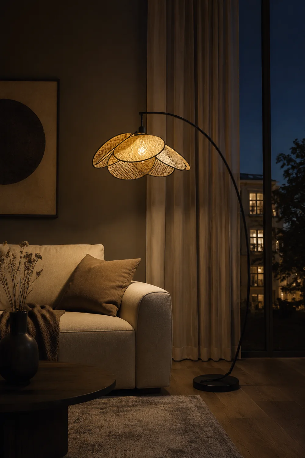 Ritta Stehlampe, Rattan & Weidengeflecht - Lumpaz