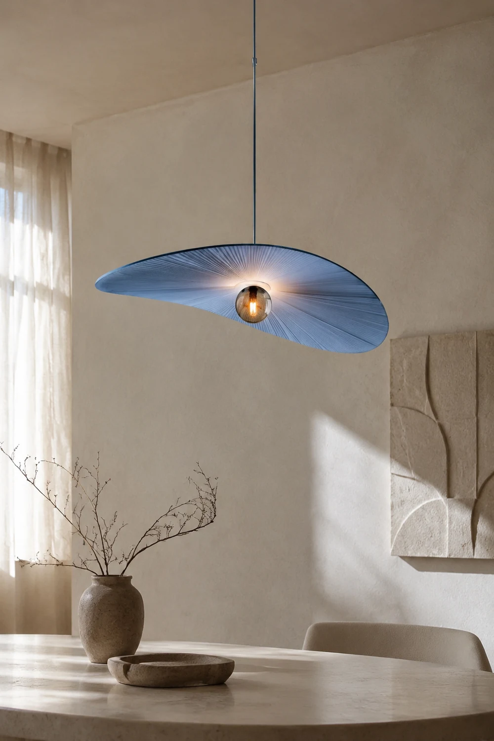 Renée Pendelleuchte 2 Farben, Stoff & Glas, ∅50/60/80cm - Lumpaz
