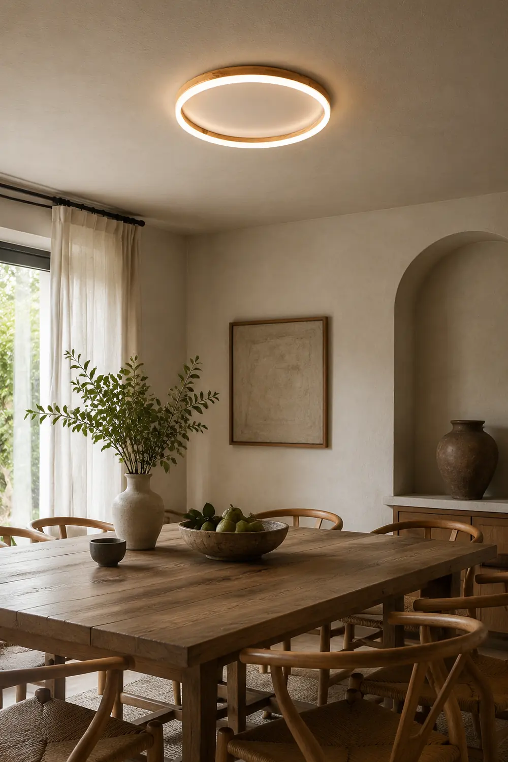 Ozawa Deckenleuchte Äußerer Halo dimmbar, Hölzern & Acryl ∅40/50cm - Lumpaz