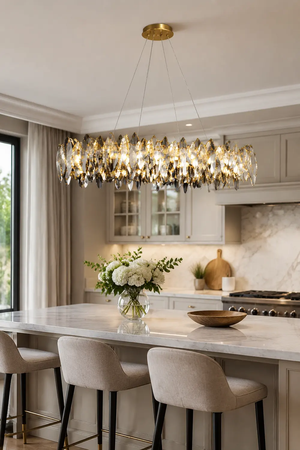 Marilyn Pendelleuchte Farbe Temperatur Schaltbar, Kupfer & Kristall, ∅90/120cm - Lumpaz