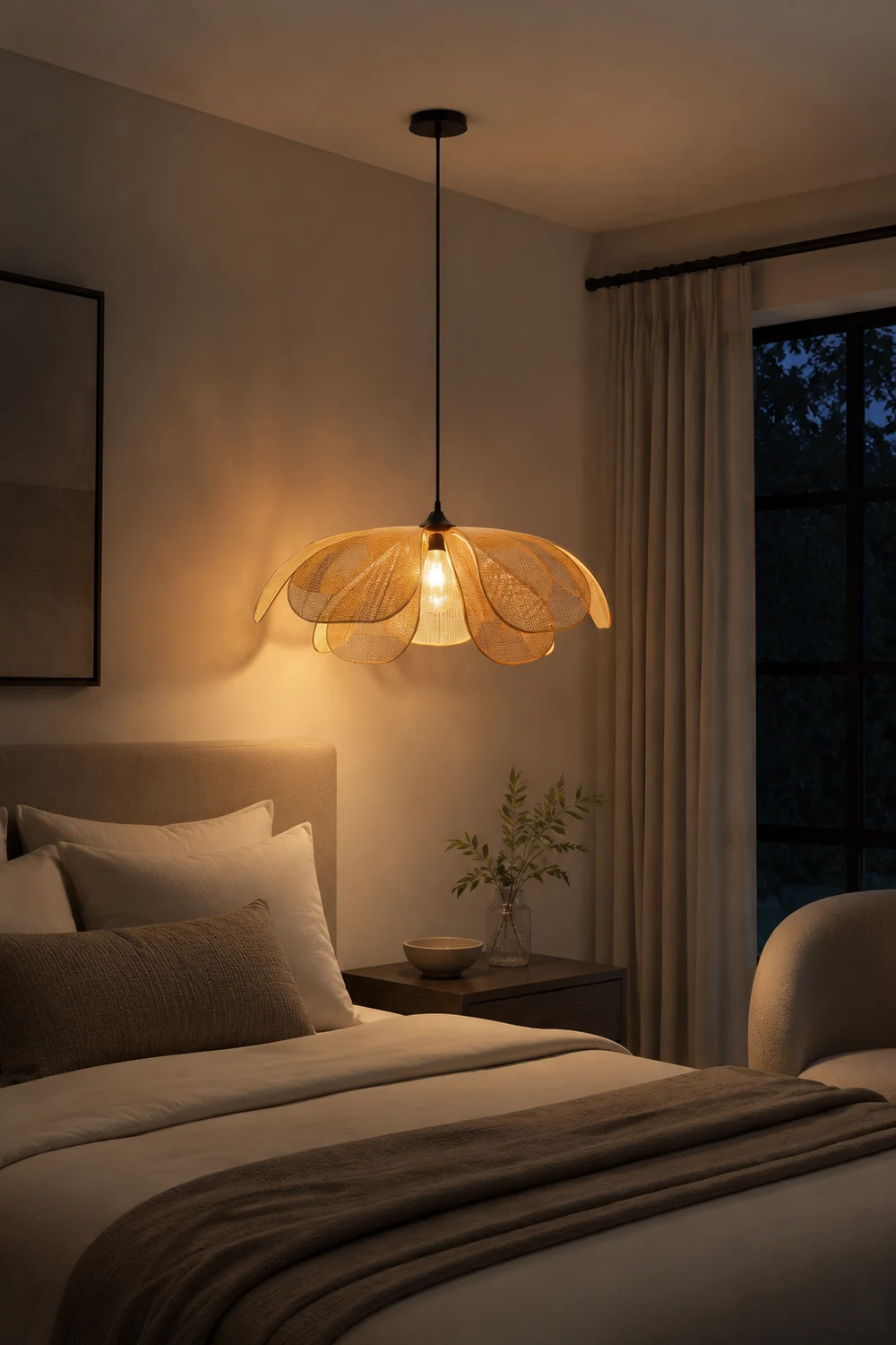 Ritta Pendelleuchte, Rattan & Weidengeflecht, ∅60/80cm - Lumpaz