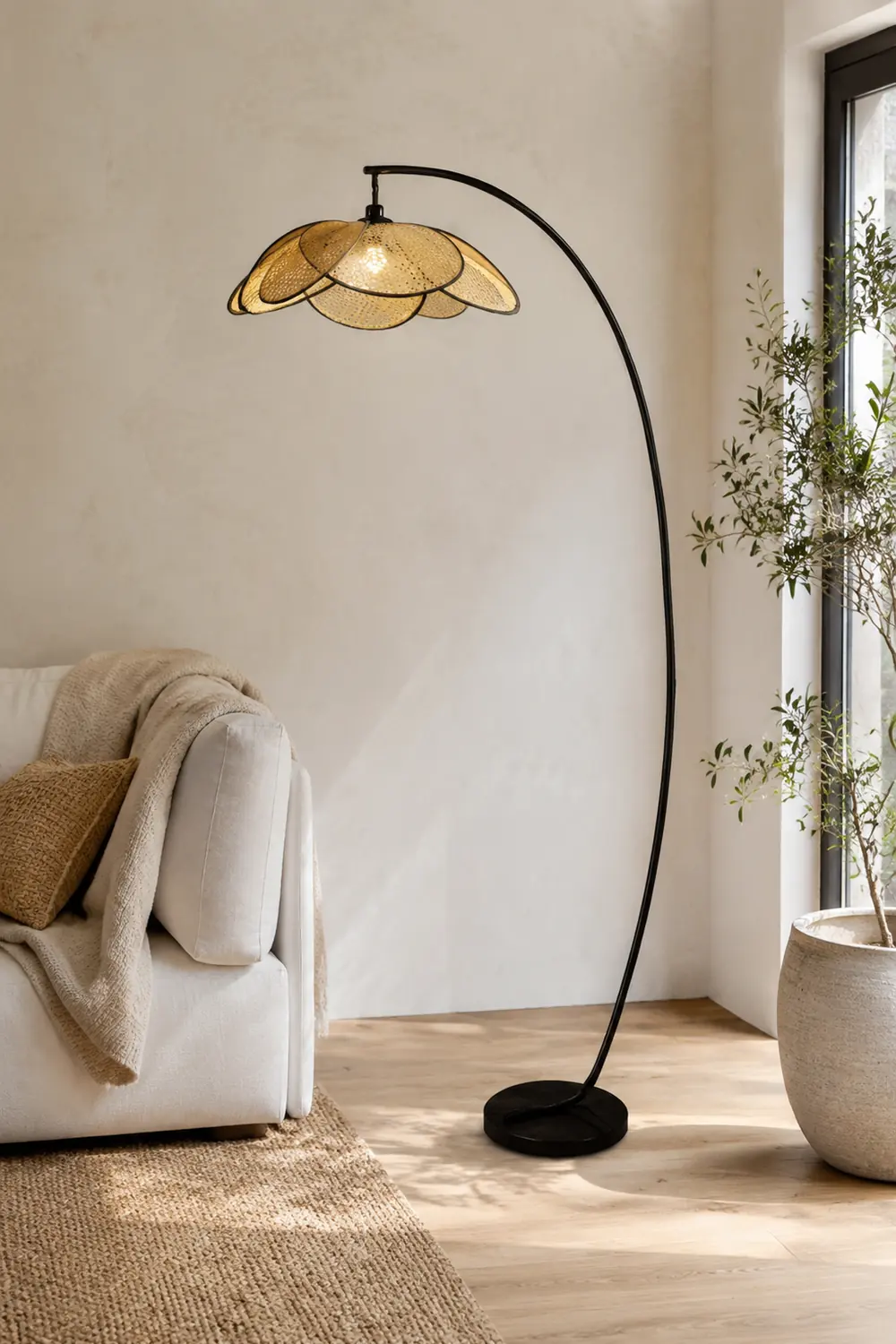Ritta Stehlampe, Rattan & Weidengeflecht - Lumpaz