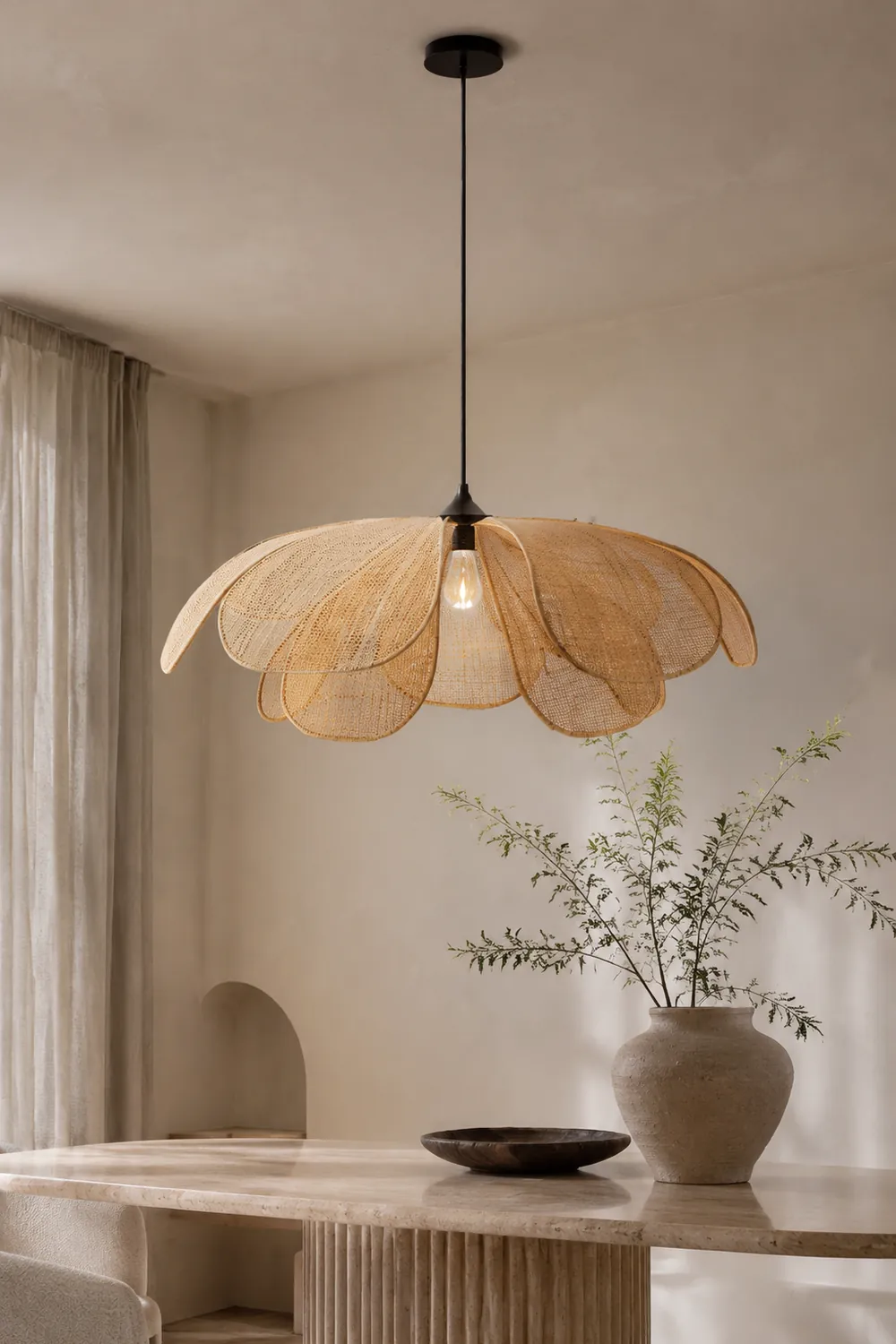 Ritta Pendelleuchte, Rattan & Weidengeflecht, ∅60/80cm - Lumpaz