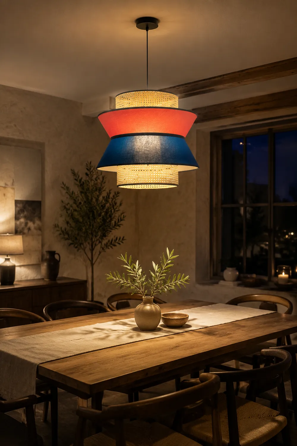Ritta Pendelleuchte, Orange & Dunkelblau, ∅35/45cm - Lumpaz