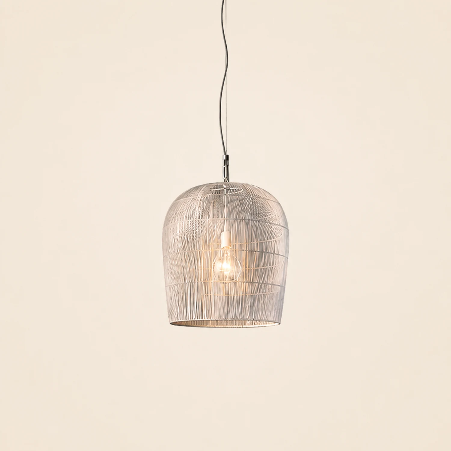 Ritta Weiß & Schwarz Pendelleuchte, Rattan, ∅31/51cm - Lumpaz