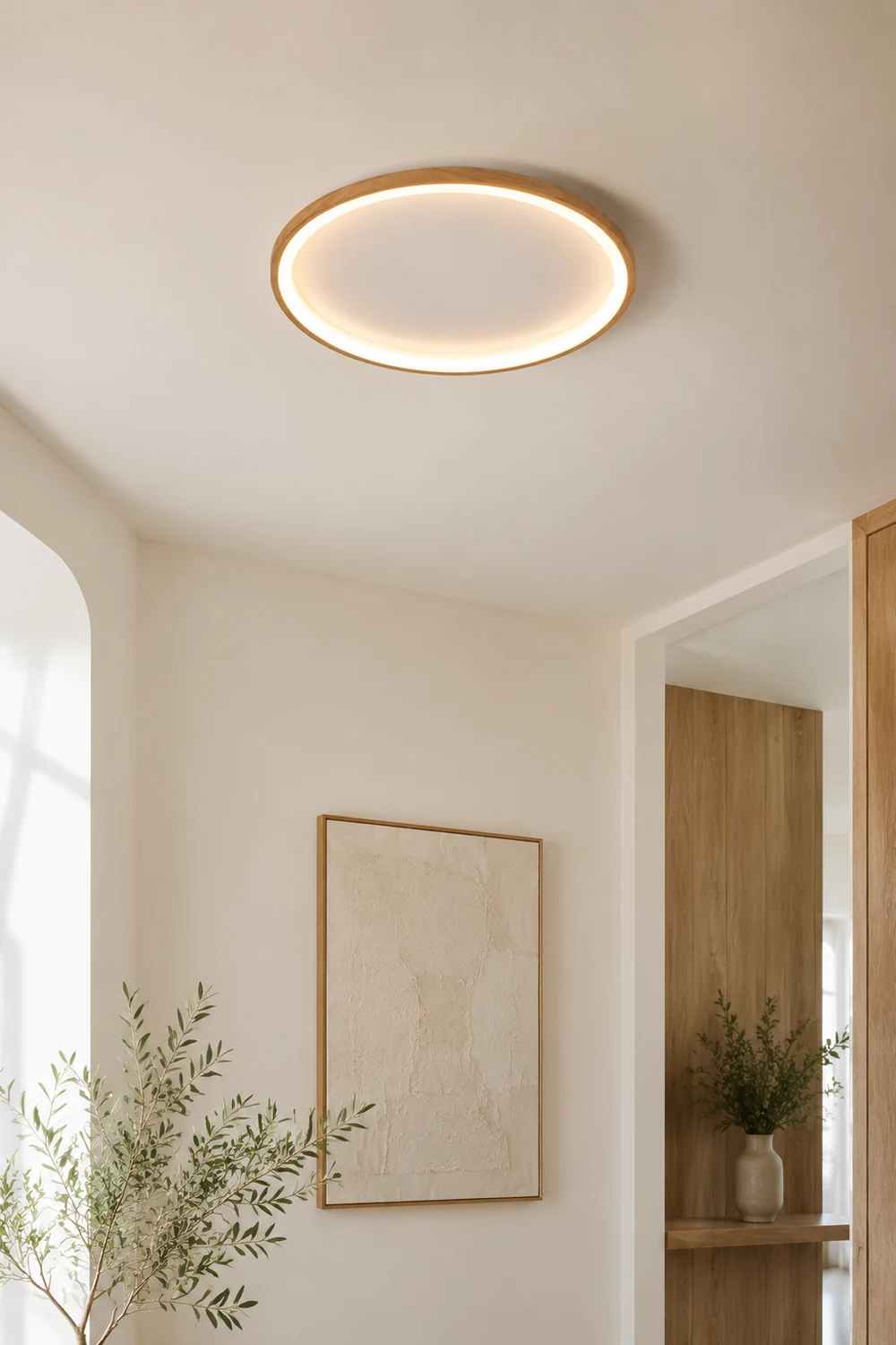 Ozawa Deckenleuchte Interner Lichthof dimmbar, Hölzern & Acryl ∅40/50cm - Lumpaz