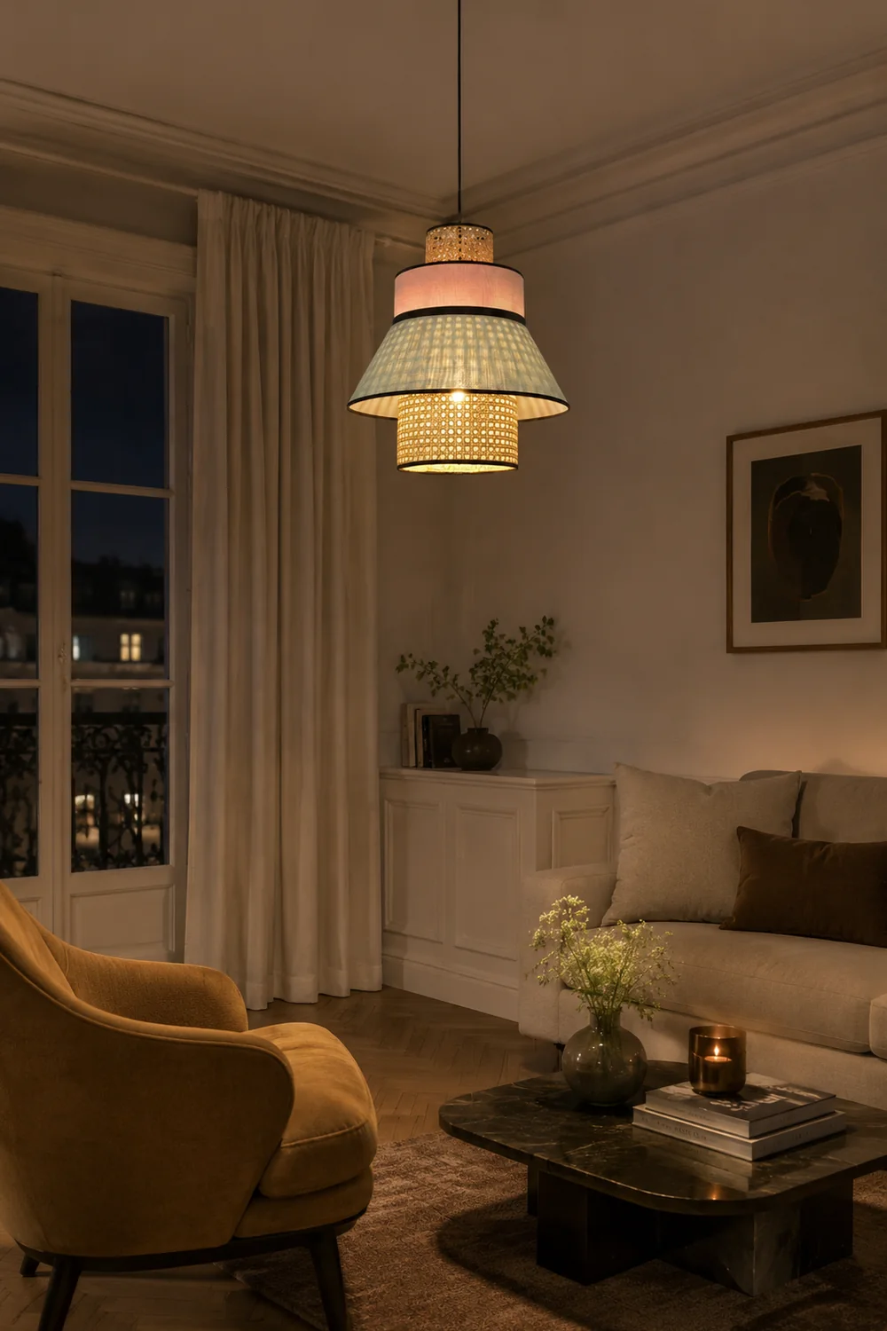 Ritta Rattan Pendelleuchte, 2 Stil, ∅40/50cm - Lumpaz