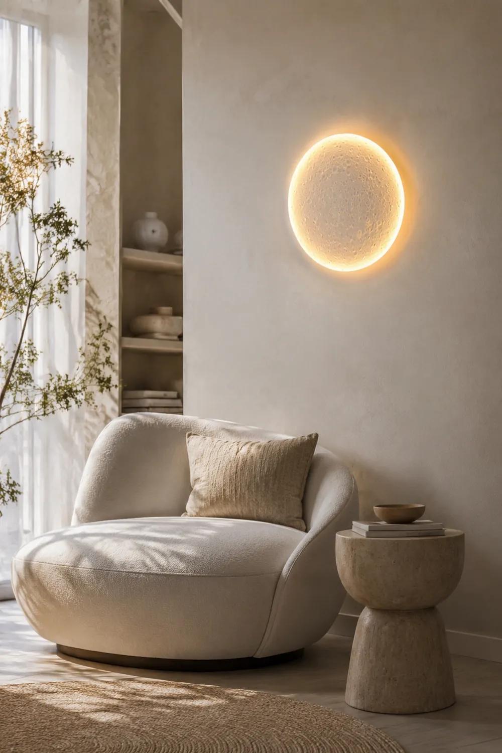 Elif Mond Wandmalerei Lampe Fernbedienung Dimmbar, 2 Stil - Lumpaz