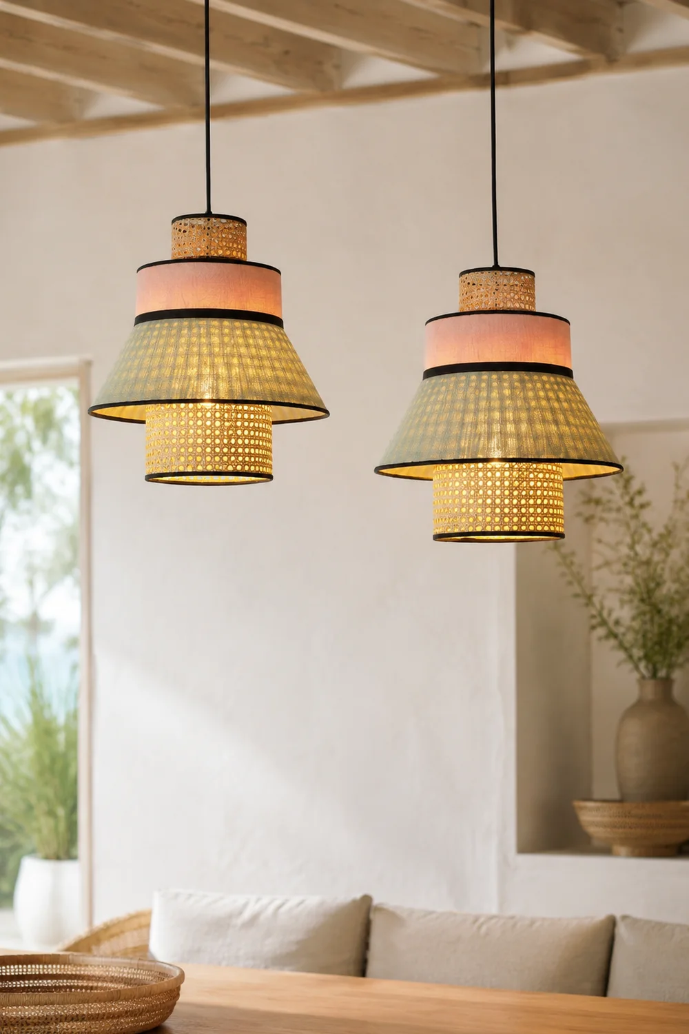 Ritta Rattan Pendelleuchte, 2 Stil, ∅40/50cm - Lumpaz