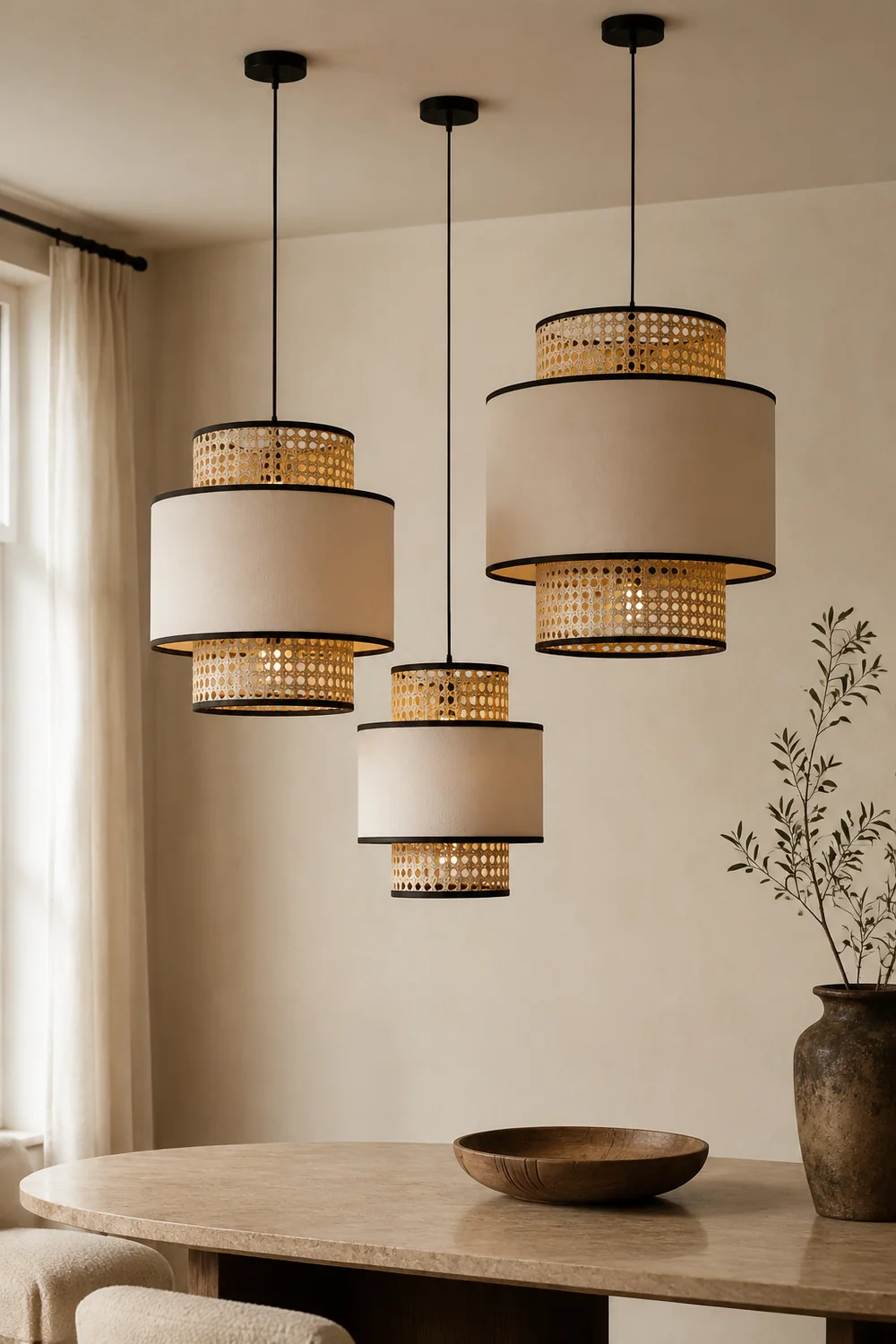 Ritta Pendelleuchte, Beige, ∅30/40/50cm - Lumpaz