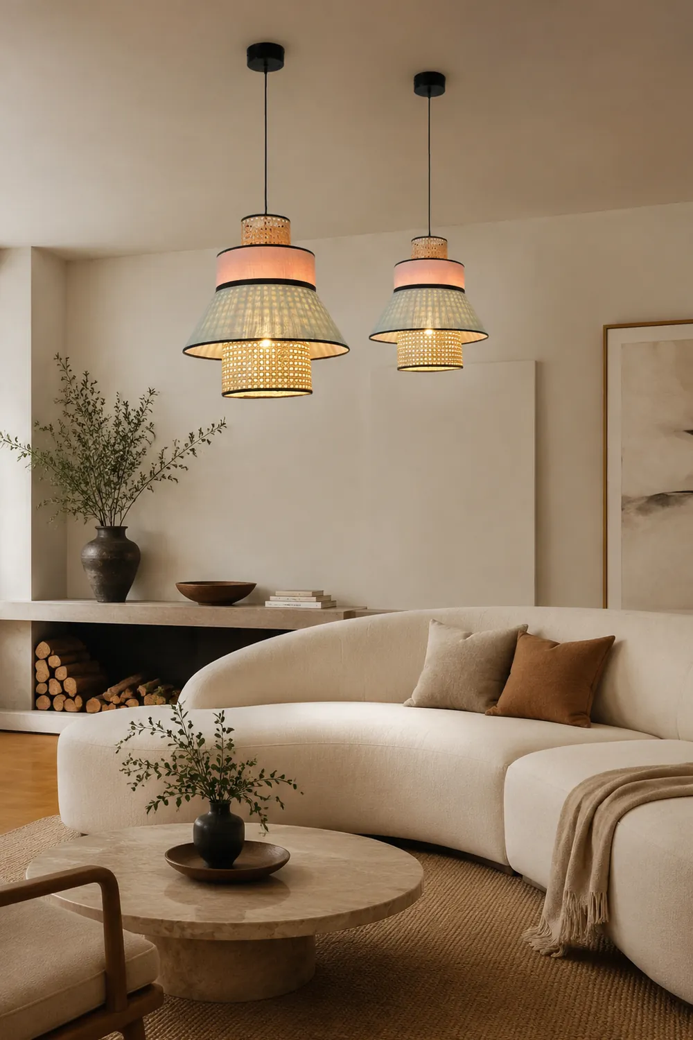 Ritta Rattan Pendelleuchte, 2 Stil, ∅40/50cm - Lumpaz