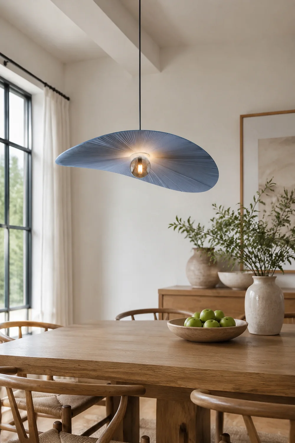 Renée Pendelleuchte 2 Farben, Stoff & Glas, ∅50/60/80cm - Lumpaz