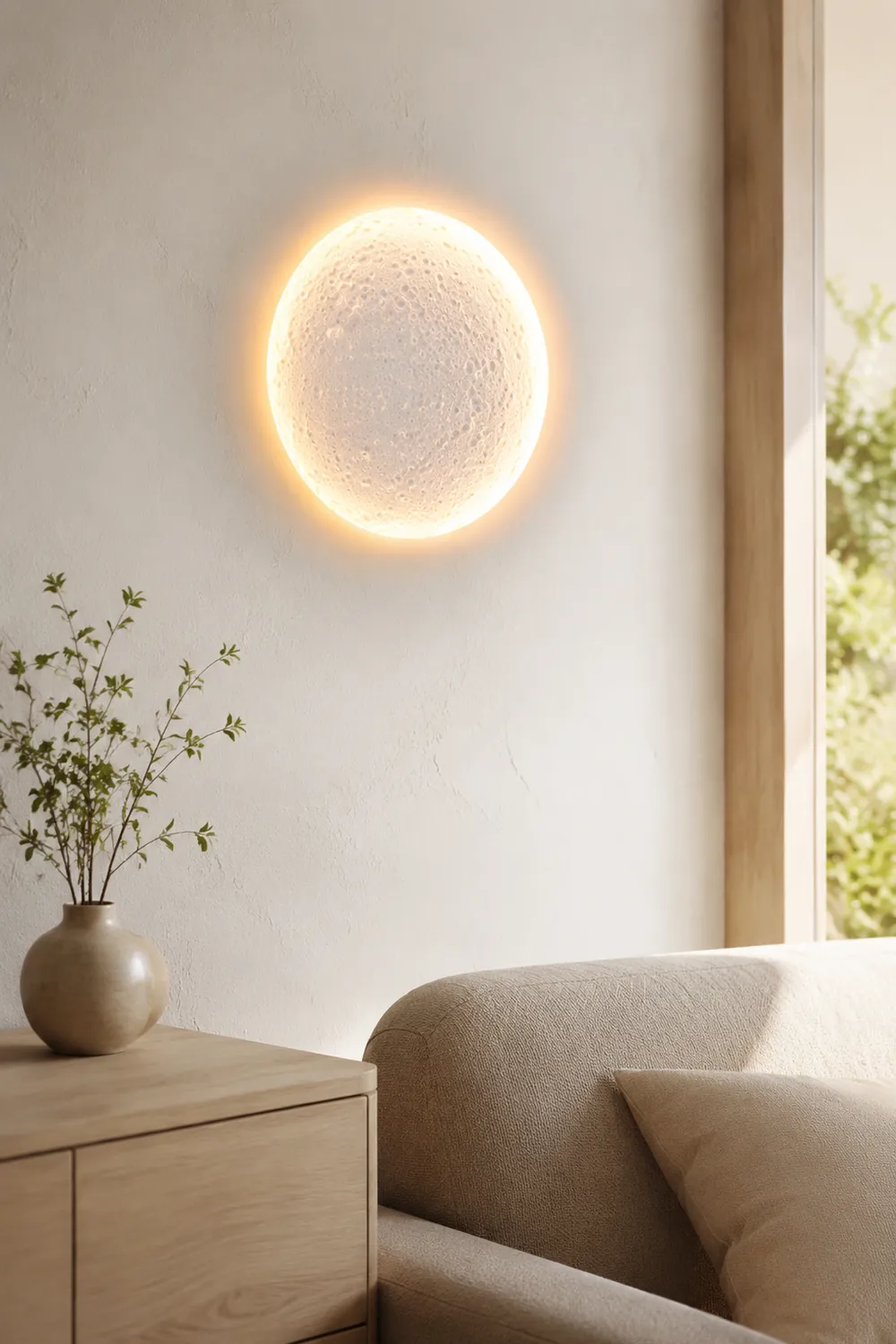 Elif Mond Wandmalerei Lampe Fernbedienung Dimmbar, 2 Stil - Lumpaz
