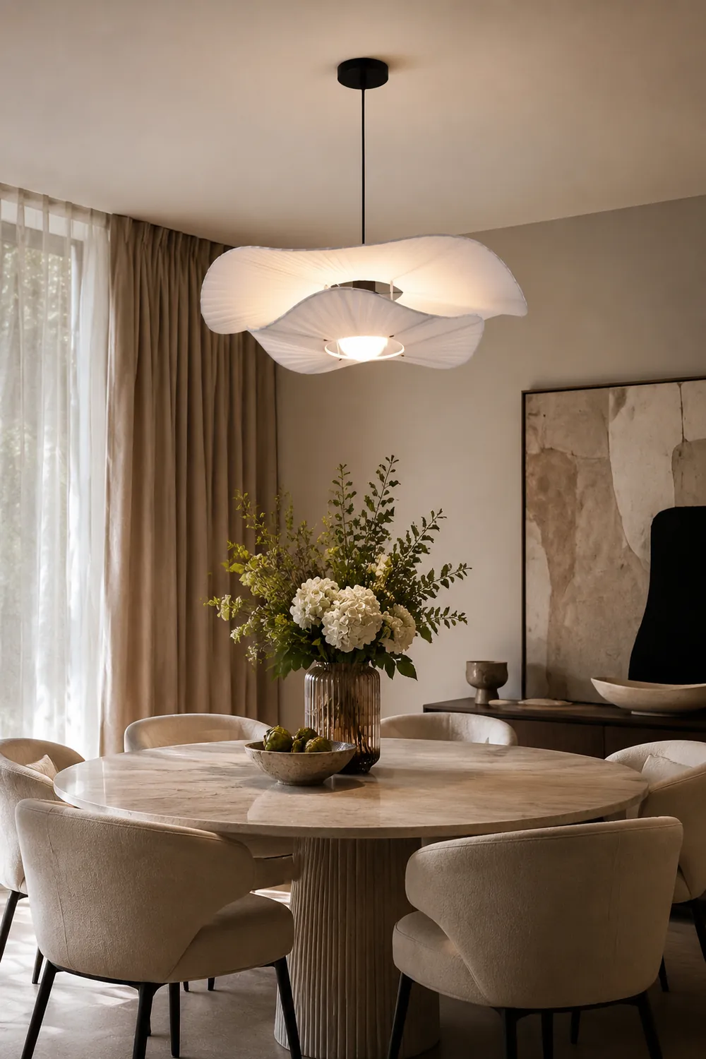 Renée Pendelleuchte 3 Farbe Temperatur umschaltbar, Tücher, ∅60cm - Lumpaz