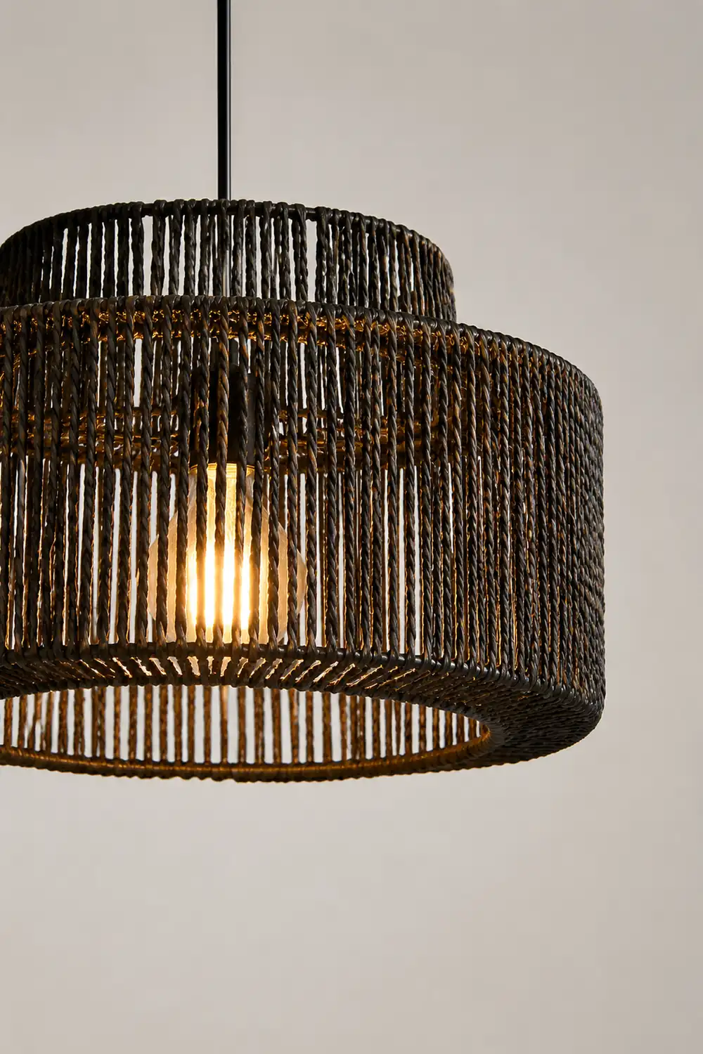 Muto Schwarz Pendelleuchte, Rattan, 2 Stil - Lumpaz